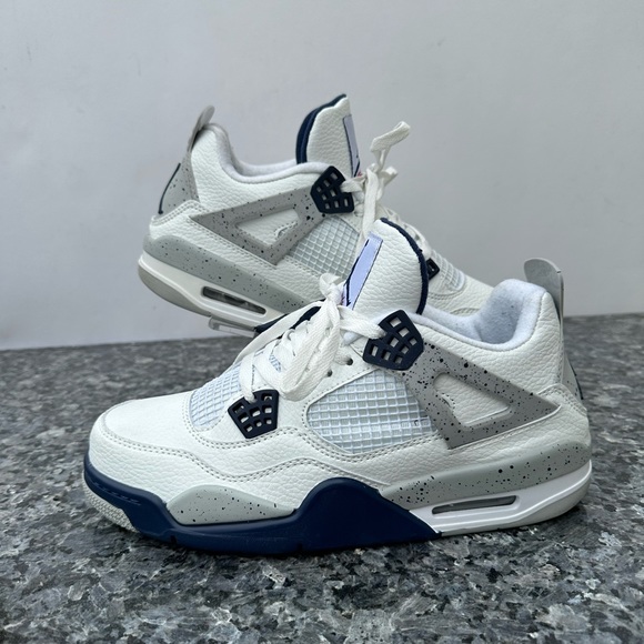 Nike Air Jordan 4 Retro White/Midnight Navy Blue DH6927-140 Men's Size 10. - Picture 2 of 12